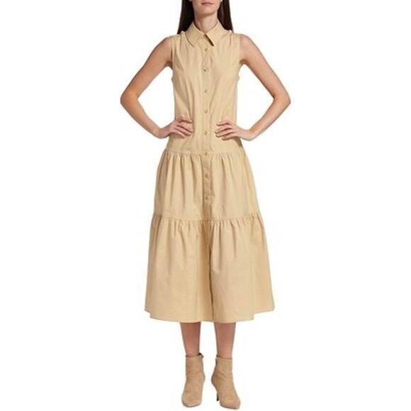 Derek Lam 10 CrosbyTami Mixed Media Cotton Shirtdress